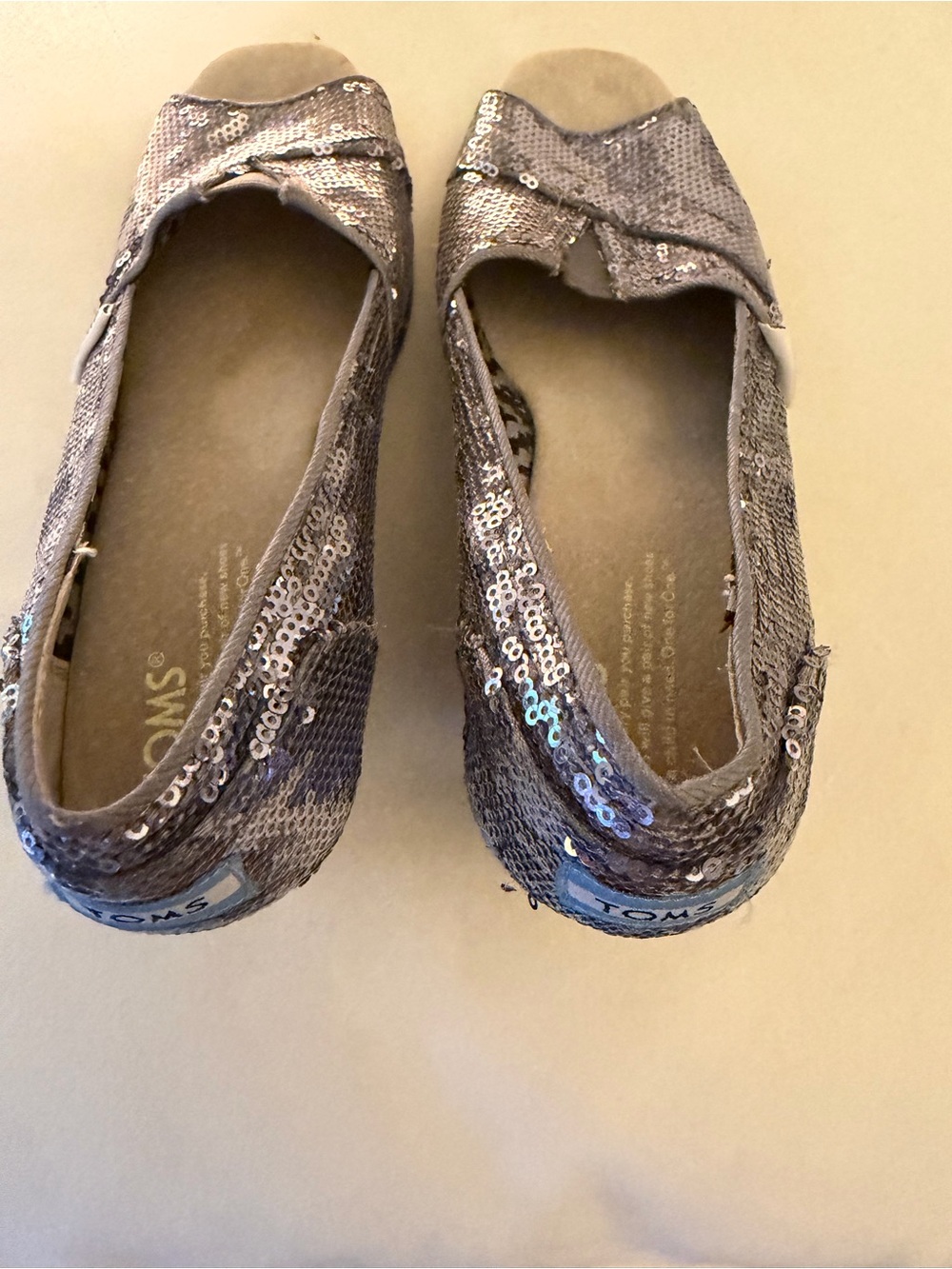 Toms Women's Sequin Slip-On Flats in Silver Gray